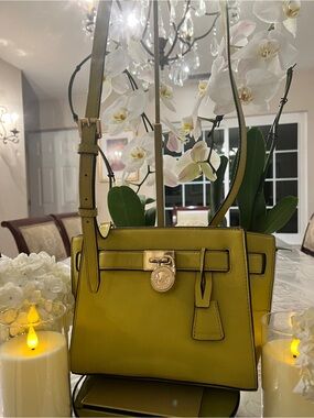 Michael Kors Hamilton Citron Yellow Satchel Crossbody Bag